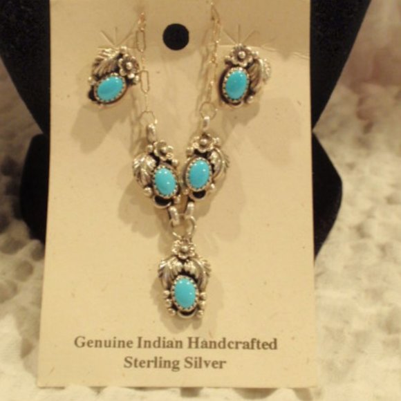 Jewelry - Genuine Native American Indian handcrafted Sterling Silver necklace and earrings